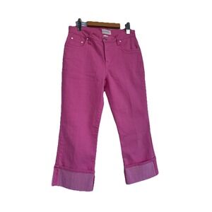 Women's Cache Creek  Pink Capri Jeans Sz 8 Wide Fold  Casual Dependable Natural
